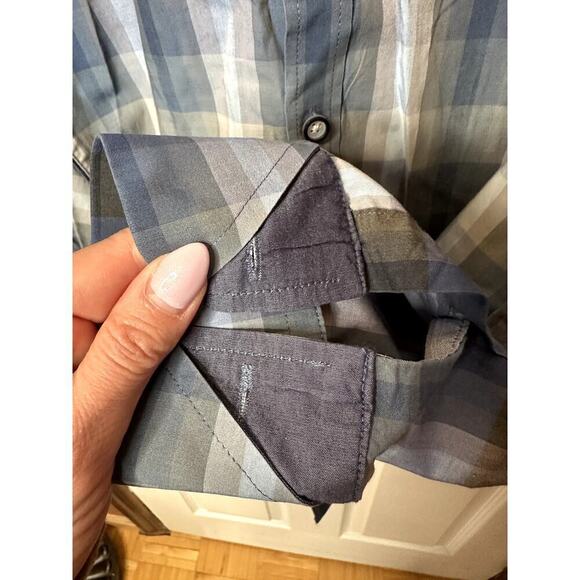 INC International Concepts Long Sleeve Blue Plaid Button Up Shirt Mens Size M - Picture 4 of 6